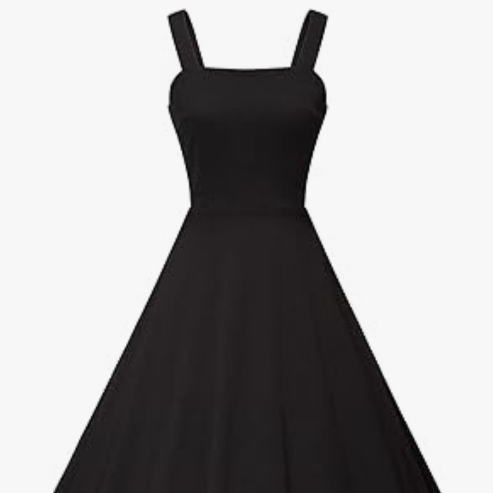 Women's Fit & Flare Midi A-Line Little Black Dress - Milreason Black L Retro